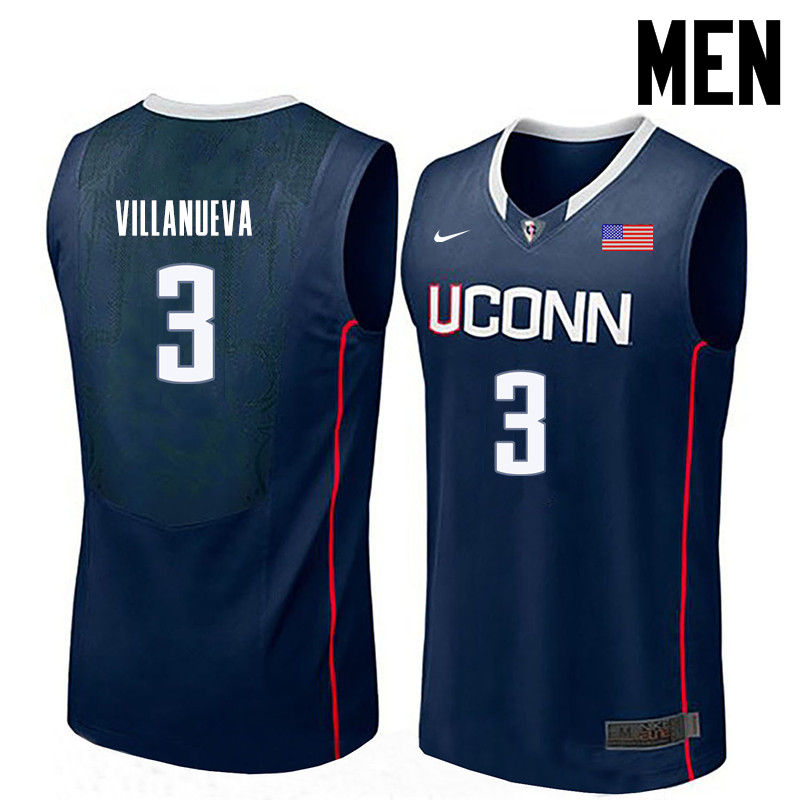 Men Uconn Huskies #3 Charlie Villanueva College Basketball Jerseys-Navy - Click Image to Close